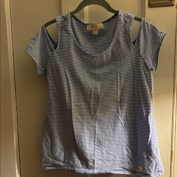 MICHAEL Michael Kors Tops - MICHAEL Michael Kors Blue Striped Short Sleeve Top